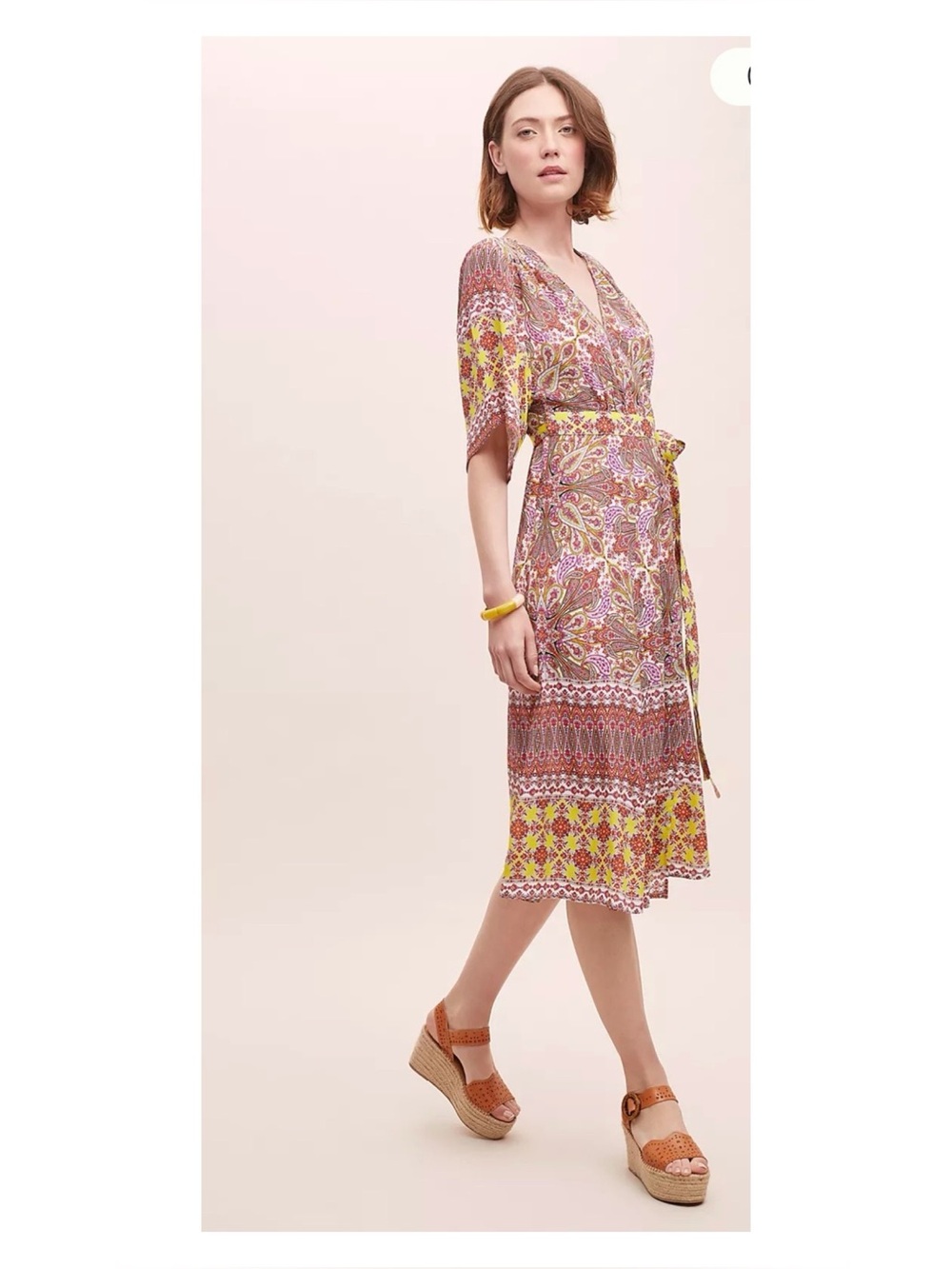 NWOT Anthropologie Kachel Mirabelle Geometric Wrap MIDI Dress   Size 6